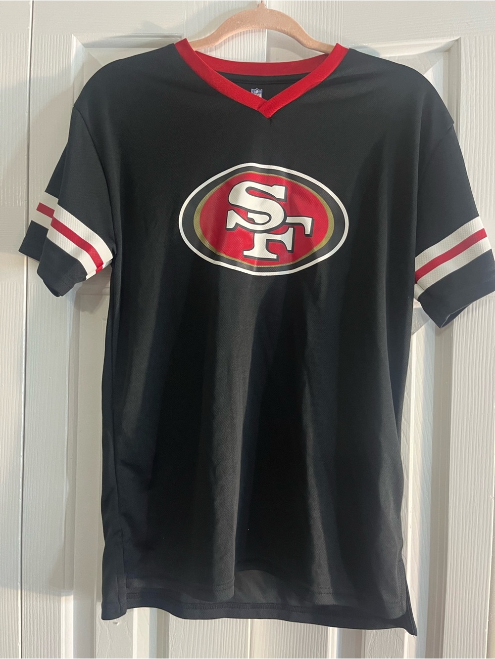 San Francisco 49ers Black & Red Team Logo Short-Sleeve Children’s Shirt size L